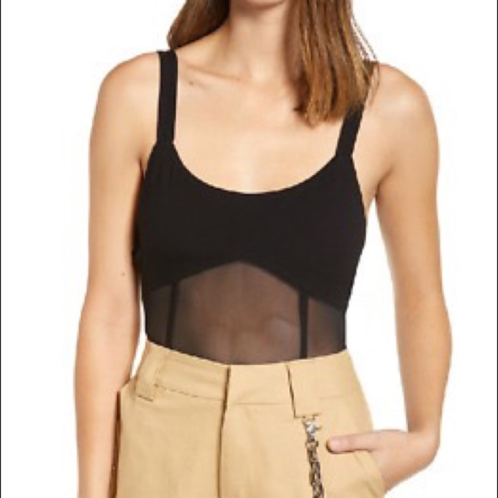 Tiger Mist Black Mesh Bodysuit Valora Sheer Mesh